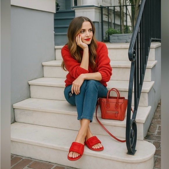 Olukai Sunbeam Slide Sandals Women’s Size 8 W Lehua Flower Red NWT - Picture 2 of 9